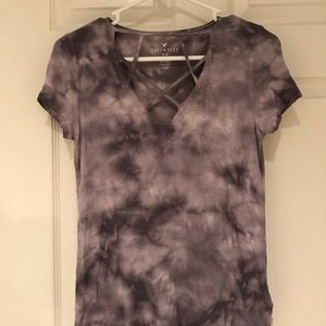 Crossed front tie dye tee